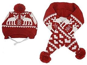 img 2 attached to 🦌 Alemon Pet Xmas Costume Accessories: Knit Reindeer Scarf and Hat Set for Pets of All Sizes during Christmas