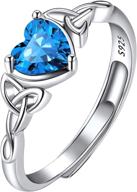 💍 925 sterling silver celtic trinity knot/claddagh heart birthstone ring - delicate, adjustable, and symbolic irish jewelry for women, girls, and ladies logo