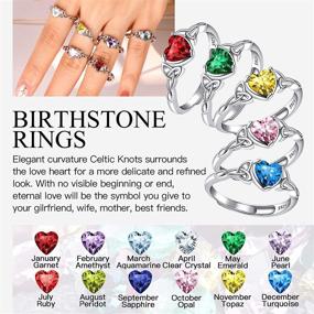 img 1 attached to 💍 925 Sterling Silver Celtic Trinity Knot/Claddagh Heart Birthstone Ring - Delicate, Adjustable, and Symbolic Irish Jewelry for Women, Girls, and Ladies