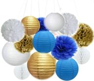 🏖️ fascola set of 14: beach-themed party decoration package for under the sea party, girls and boys birthday, baby shower, 1st birthday (white, gold, royal blue) logo