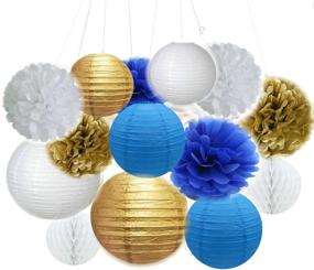 img 2 attached to 🏖️ Fascola Set of 14: Beach-Themed Party Decoration Package for Under The Sea Party, Girls and Boys Birthday, Baby Shower, 1st Birthday (White, Gold, Royal Blue)