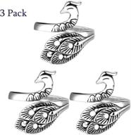 enhance crocheting speed with adjustable knitting loop - 3 pcs hand-made silver-plated copper rings, advanced peacock ring, yarn guide finger holder thimble logo