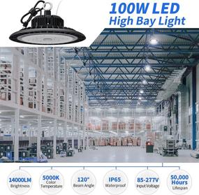 img 3 attached to 🛸 UFO LED High Bay Light 100W 14000 LM: Efficient Daylight Illumination for Warehouses & Workshops
