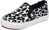 👟 leopard print canvas sneakers casual slip on loafers for kids - skeblo boy's and girl's flat shoes logo