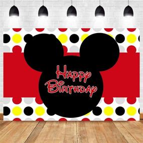 img 3 attached to Kids Happy Birthday Party Supplies: Cartoon Black Mouse Red Photography Backdrop, Vinyl 🎉 Colorful Dots Photo Background, Baby Show Photo Booth Studio Props, 5x3ft Banner Cake Table Decoration