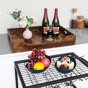 img 2 attached to 🍷 X-cosrack Bar Cart: Mobile Kitchen Serving Cart with Wine Rack, Storage, Glass Holder, Removable Wood Tray, Industrial Design, on Wheels with Handle - Rustic Brown