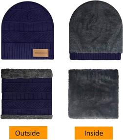 img 1 attached to 🧣 Unisex 2-Piece Beanie Hat Scarf Set for Winter, Warm Knit Skull Cap and Thick Knit Scarf