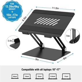 img 3 attached to 💻 Portable Laptop Stand: FYSMY Adjustable Aluminum Ergonomic Holder with Heat-Vent for MacBook, Dell, HP & More 10-17" Laptops - Black