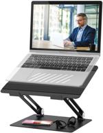 💻 portable laptop stand: fysmy adjustable aluminum ergonomic holder with heat-vent for macbook, dell, hp & more 10-17" laptops - black logo