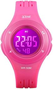 img 4 attached to ⌚ 7 Color Flashing Digital Sports Watches for Girls - Resistant Wrist Watches