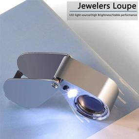 img 1 attached to Pack of 2 ZHSX 40X Illuminated Jewelers Loupe Magnifier - Full Metal Foldable Jewelry Loop Magnifying Glass with LED Light for Currency Detection and Jewel Identification - Type Lupe