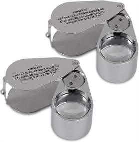 img 4 attached to Pack of 2 ZHSX 40X Illuminated Jewelers Loupe Magnifier - Full Metal Foldable Jewelry Loop Magnifying Glass with LED Light for Currency Detection and Jewel Identification - Type Lupe
