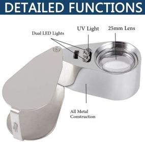 img 3 attached to Pack of 2 ZHSX 40X Illuminated Jewelers Loupe Magnifier - Full Metal Foldable Jewelry Loop Magnifying Glass with LED Light for Currency Detection and Jewel Identification - Type Lupe