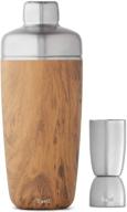 🍹 s'well stainless steel shaker set with jigger carafe - 18 fl oz - teakwood - triple-layered vacuum-insulated container for long-lasting cold cocktails - bpa-free логотип