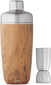 img 4 attached to 🍹 S'well Stainless Steel Shaker Set with Jigger Carafe - 18 Fl Oz - Teakwood - Triple-Layered Vacuum-Insulated Container for Long-Lasting Cold Cocktails - BPA-Free