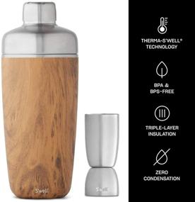 img 1 attached to 🍹 S'well Stainless Steel Shaker Set with Jigger Carafe - 18 Fl Oz - Teakwood - Triple-Layered Vacuum-Insulated Container for Long-Lasting Cold Cocktails - BPA-Free