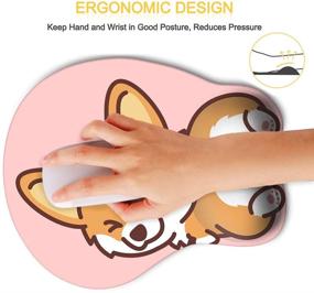 img 3 attached to HAOCOO Ergonomic Wrist Support Mouse Pad - Non-Slip Corgi Anime Cute Gel Mouse Pad with Easy-Typing, Pain Relief for Gaming, Office, Computer, Laptop - Pink Cute Corgi