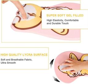 img 2 attached to HAOCOO Ergonomic Wrist Support Mouse Pad - Non-Slip Corgi Anime Cute Gel Mouse Pad with Easy-Typing, Pain Relief for Gaming, Office, Computer, Laptop - Pink Cute Corgi