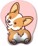 haocoo ergonomic wrist support mouse pad - non-slip corgi anime cute gel mouse pad with easy-typing, pain relief for gaming, office, computer, laptop - pink cute corgi logo