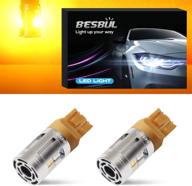 besbul 7440 7443 led bulb amber with turbo fan: canbus ready turn signal & brake lights, pack of 2 logo