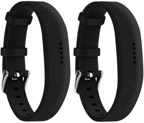 img 4 attached to Huadea Compatible Bands Replacement for Fitbit Flex 2 with Watch Buckle - 2 Pack of Black Soft Silicone Wristbands