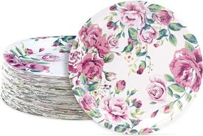 img 4 attached to 🌸 Tea Party, Bridal, and Baby Shower Vintage Floral Paper Plates - Set of 80, 9 Inch