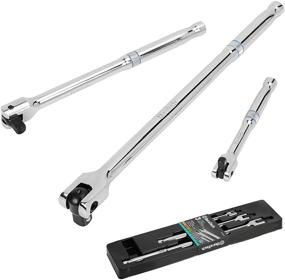 img 4 attached to 🔧 DURATECH 3-Piece Heavy Duty Breaker Bar Set: 1/4'', 3/8'', & 1/2'' Drive, 6'', 10'', 15'' Length with 180° Rotatable Head – Premium Chrome Vanadium Steel Construction