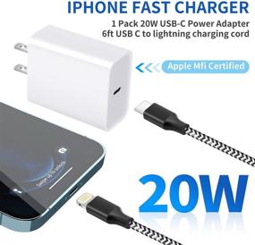 img 2 attached to 🔌 Зарядное устройство для iPhone 12 длиной 6 футов со шнуром из нейлонового кручения + Быстрый адаптер блока зарядного устройства - Совместимо с iPhone 12/11/11 Pro Max/XS/XR/X/8/7/6 Plus, iPad (2 штуки)