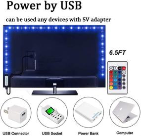 img 1 attached to 📺 USB LED Backlight Kit for 40-60in TV - 6.56ft Strip Lights with Remote, 16 Color 5050 Bias Lighting for HDTV (24Key Remote)