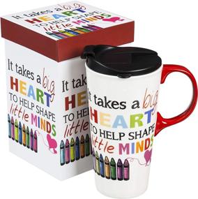 img 2 attached to 🍎 Cypress Home Big Heart Little Minds Teacher Appreciation Travel Mug - 17oz Double-Wall Insulated, 3.5 x 5.25 x 7 inches