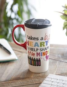 img 1 attached to 🍎 Cypress Home Big Heart Little Minds Teacher Appreciation Travel Mug - 17oz Double-Wall Insulated, 3.5 x 5.25 x 7 inches