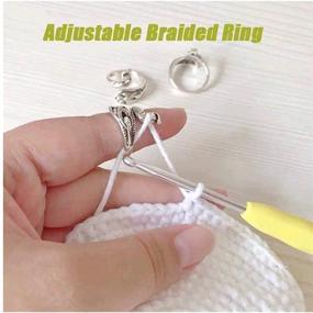 img 4 attached to 🧶 Adjustable Knitting Loop Crochet Ring Set - Peacock Open Finger Ring with Yarn Guide Holder for Faster Knitting - 3PCS Knitting Accessories