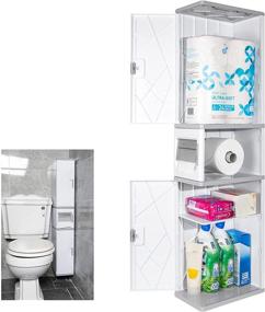 img 4 attached to Waterproof and Durable FESODR Toilet Paper Storage 🚽 Cabinet for Bathroom (Dimensions: 11.18” x 6.53” x 41.73”)