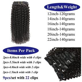 img 1 attached to Add Volume and Length to Your Natural Black Hair with 16 Inch Kinky Curly Clip in Hair Extensions for Black Women - 9Pcs/140g 3C 4A Short Afro Curly Human Hair Extensions