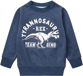 img 4 attached to 🦖 Dashing Dino Delight: Toddler Long Sleeve Cotton Space Pullover with Cartoon T-Shirts – Sporty Tops for Kids 2-7T