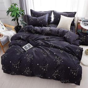 img 4 attached to 🌌 Cotexture Queen Duvet Cover Set - Constellation Starry Sky on Black Print - 3-Piece Bedding Set - Brushed Microfiber - Ultra Soft & Lightweight - Comforter Quilt Cover (1 Duvet Cover + 2 Pillow Shams)