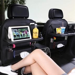 img 2 attached to 🚗 SIJAWEYI Car Backseat Organizer - Protective Kick Mats with Foldable Dining Table, Tablet Holder, and Travel Accessories Organizer - 1 Pack