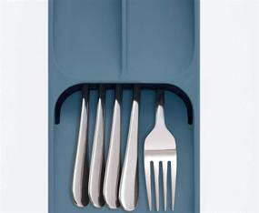 img 1 attached to 🔹 DrawerStore Compact Blue Cutlery Organizer Tray for Kitchen Drawers - Small Size