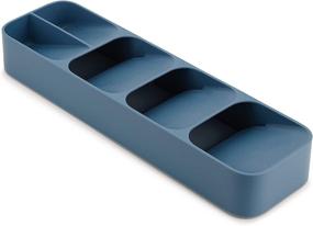 img 4 attached to 🔹 DrawerStore Compact Blue Cutlery Organizer Tray for Kitchen Drawers - Small Size