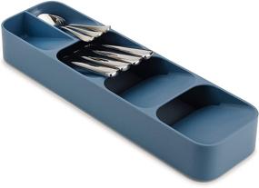 img 3 attached to 🔹 DrawerStore Compact Blue Cutlery Organizer Tray for Kitchen Drawers - Small Size