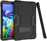 📱 koolbei heavy-duty rugged hybrid case for lg g pad 5 10.1 inch fhd tablet 2019 - drop-proof, shock-resistant, built-in stand (black+black) logo