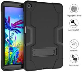 img 2 attached to 📱 Koolbei Heavy-Duty Rugged Hybrid Case for LG G Pad 5 10.1 inch FHD Tablet 2019 - Drop-Proof, Shock-Resistant, Built-in Stand (Black+Black)