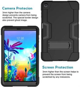 img 3 attached to 📱 Koolbei Heavy-Duty Rugged Hybrid Case for LG G Pad 5 10.1 inch FHD Tablet 2019 - Drop-Proof, Shock-Resistant, Built-in Stand (Black+Black)