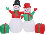 🎅 blafly 5ft inflatable snowman family with led lights - christmas outdoor yard decorations for party holiday winter décor logo