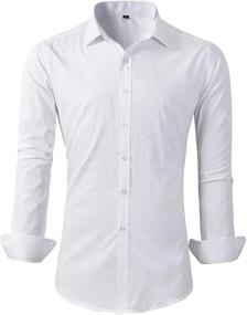 img 4 attached to 👔 White Casual Buttoned Sleeve C456 Men's Clothing