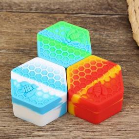 img 3 attached to 🐝 Set of 3 Hexagonal Non-Stick Silicone Container Jars - 26 ml Bee-Shaped Silicone Containers for Paint, Essential Oil, Lip Balm - Multi-Purpose Silicone Cans