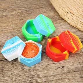 img 2 attached to 🐝 Set of 3 Hexagonal Non-Stick Silicone Container Jars - 26 ml Bee-Shaped Silicone Containers for Paint, Essential Oil, Lip Balm - Multi-Purpose Silicone Cans