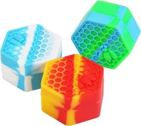 img 4 attached to 🐝 Set of 3 Hexagonal Non-Stick Silicone Container Jars - 26 ml Bee-Shaped Silicone Containers for Paint, Essential Oil, Lip Balm - Multi-Purpose Silicone Cans