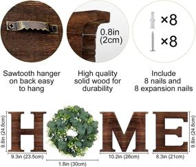 img 3 attached to 🏡 AerWo Rustic Home Sign with Artificial Eucalyptus Wreath: Wood Letters for Wall Decor, Farmhouse Style Living Room Accessories, Perfect Housewarming Gift in Brown