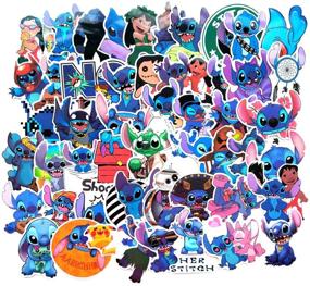 img 4 attached to Holiday Cute Stitch Decoration Stickers: Waterproof Vinyl for Scrapbook, Car, Motorcycle, Bicycle, Laptop, and Luggage - 52 PCS Decal Set